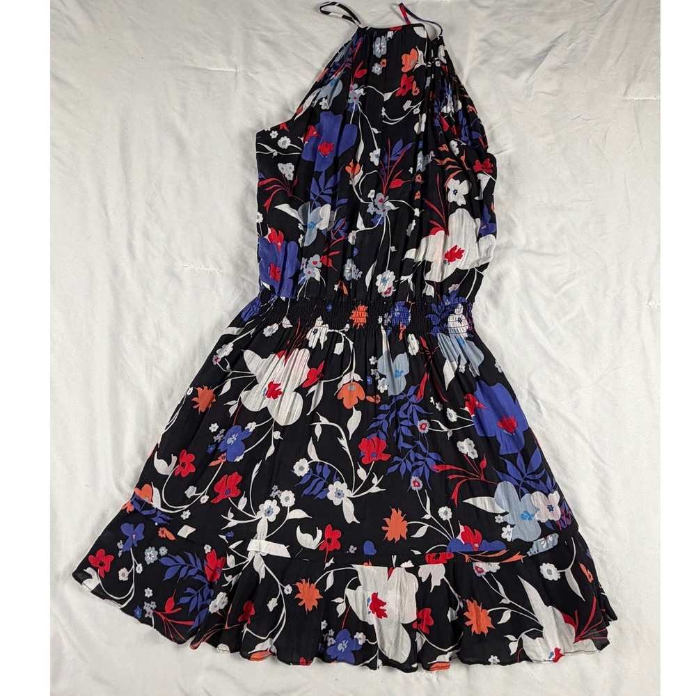 Parker Floral Halter Dress Smocked Waist Ruffle Hem S Feminine Boho Garden Party - Picture 6 of 7